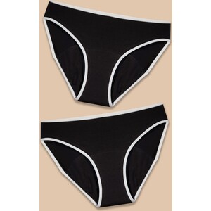 Pack 2 Bragas menstruales para niñas de algodón flujo abundante University. Color: Negro. Talla: S (34)