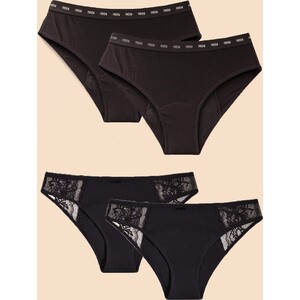 Pack-4-Bragas en bambú flujo abundante Agadir-Logos. Color: Negro. Talla: L (40-42)